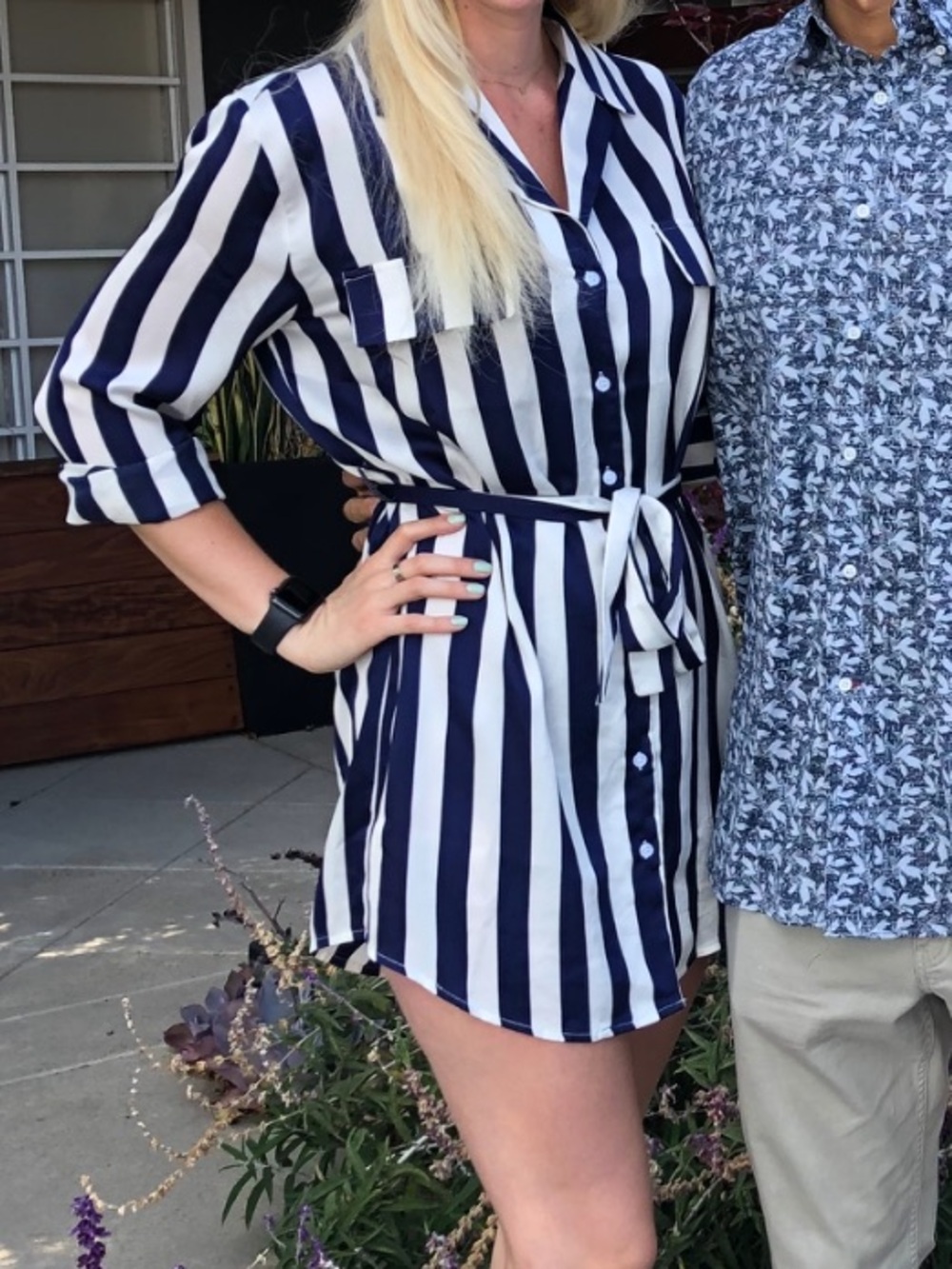 Navy and White Striped Dress